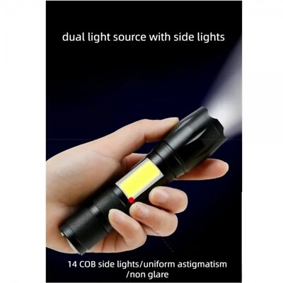 #ad Strong T6 COB LED Handheld Flashlight 450 lumens IPX 4 4 Modes $15.00