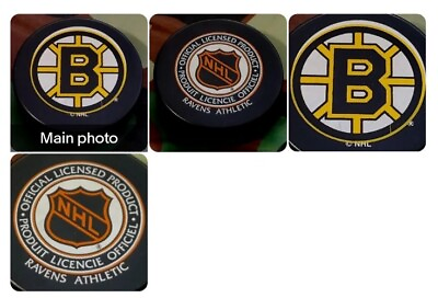 #ad BOSTON BRUINS NHL VINTAGE RAVENS ATHLETIC OFFICIAL HOCKEY PUCK VEGUM 🇸🇰 $27.50