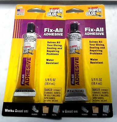 #ad 2x Super Glue FIX ALL ADHESIVE TUBE FRESH 5 8 FL OZ RETAIL PACK USA MADE $7.99