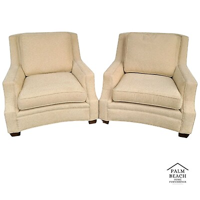 #ad CENTURY FURNITURE Co Oversized Beige Lounge Chairs A Pair $1995.00