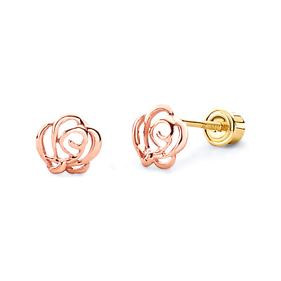#ad Wellingsale 14K Rose Gold Flower Stud Earrings $40.00