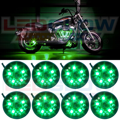#ad LEDGLOW 8PC GREEN LED COLOR POD 40 SMD LEDs UNDERDASH NEON LIGHTING KIT w SWITCH $29.99