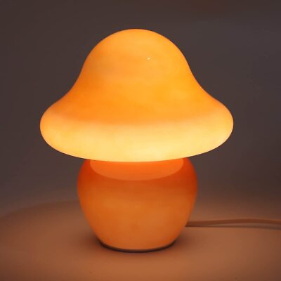 #ad HEQET Mushroom Lamp Orange White Glass Table for $40.96