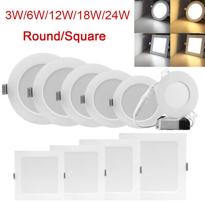 #ad LED Recessed Ceiling Panel Down Light 24W 18W 12W 9W 6W 3W Downlight Lamp US $36.99
