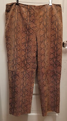 #ad Womens Size 20 Leather Pants Brown Snake Skin Print INC International Concepts $34.00