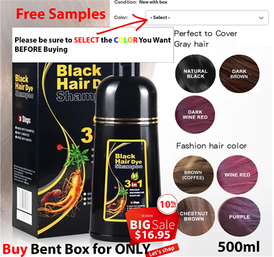 #ad Hair Dye Shampoo Instant 3 in 1 100% Grey Coverage Herbal Ingredients $18.75