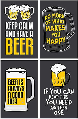 #ad Funny Beer Posters Set of 4 Dorm Wall Print College 24 X 36 Inches $69.99