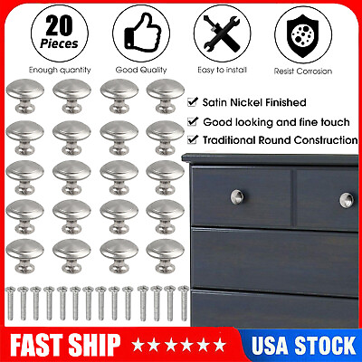 #ad 20X Cabinet Knob Drawer Pull Door Handle Dresser Kitchen Hardware Brushed Nickel $7.49