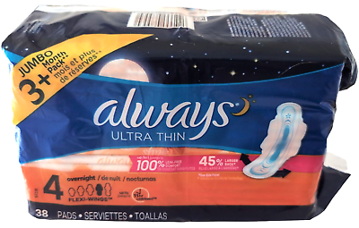 #ad Always Ultra Thin Pads Overnight Flexi Wings 38 Pads Size 4 $8.97
