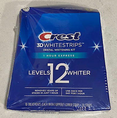 #ad Crest 3D WhiteStrips 1 Hour Express Levels 12 Whiter 10 Treatments NIB $23.50