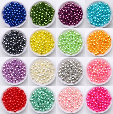 #ad 400Pcs 6mm 8mm 10mm Imitation Pearl Acrylic Round Beads Loose Spacer Jewelry DIY $2.19