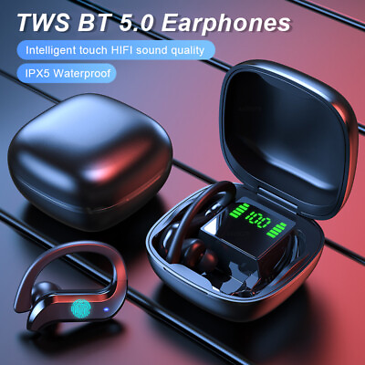 #ad Hands free Wireless Earphones Headphone Earphones Bluetooth 5.0 Charging Case $20.80