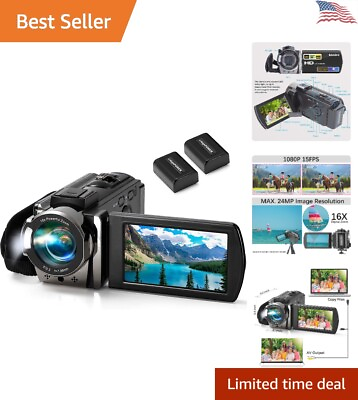 #ad Full HD 1080P Camcorder with 3.0 Inch LCD amp; 16X Digital Zoom 2 Batteries In... $105.98
