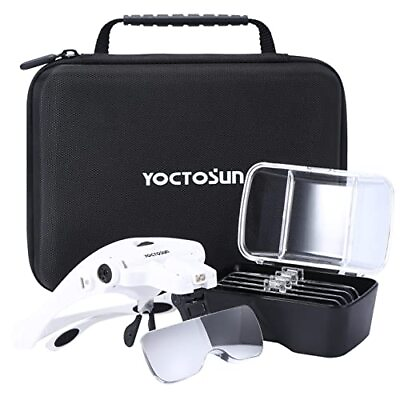 #ad Magnifying Glasses with Light Head Mount Magnifier with 5 Lenses Headband ... $40.04
