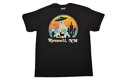 #ad Mad Engine Mens Roswell NM Funny Alien Vintage Graphic Black Shirt New S 2XL $9.99