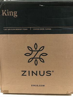 #ad ZINUS 1.25 Inch Swirl Copper Air Flow Memory Foam Mattress Topper King ZIN30048 $45.00
