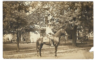 #ad RPPC Postcard Man on Horse Neodashae Kansas Signed Earnest Early 1900s $69.99