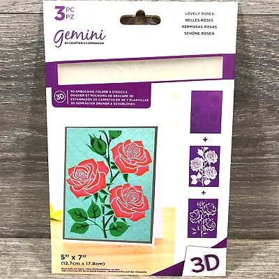 #ad Lovely Roses 3D Embossing Folder and Stencils 5quot;X7quot; Flowers 3Pc $3.74