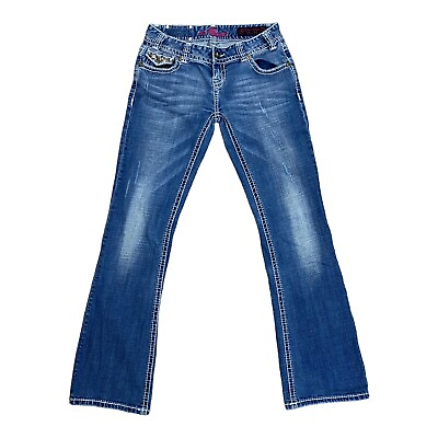 #ad Rock amp; Roll Cowgirl Jeans Low Rise 28 X 34 WO 5537 Blue Denim Medium Wash Pants $17.97
