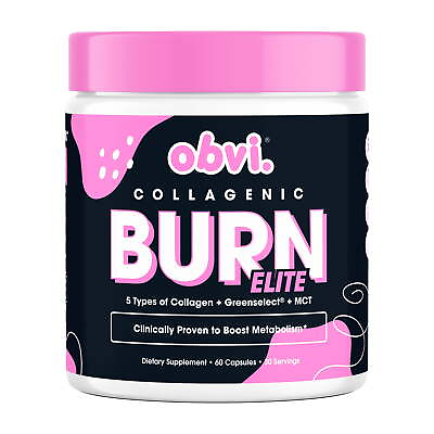 #ad Obvi Collagenic Burn Elite Collagen Peptides Thermogenic Fat Burner 60 Capsules $28.19