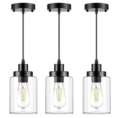 #ad Industrial Pendant Lighting Modern Clear Glass Shade Farmhouse Adjustable Ha... $39.54
