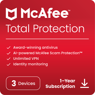 #ad McAfee Total Protection 2024 Antivirus Internet Security Software Download $24.99