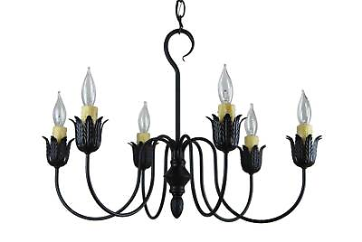 #ad Katie#x27;s Handcrafted Aged Black Iron Farmhouse Chandelier Country Rustic Light $429.95