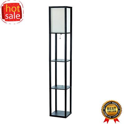 #ad Floor Lamp Standing Organizer Storage Shelf Display W Linen Shade Living Room US $30.30