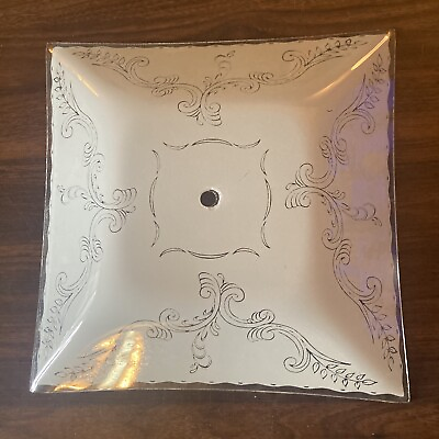 #ad Vintage Paisley Scroll Pattern Ceiling Light Shade Cover Square Glass White $14.00