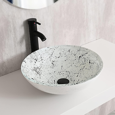 #ad Bathroom Artistic Vessel Sink round Tempered Glass Vessel Sink Vanity above Coun $96.99
