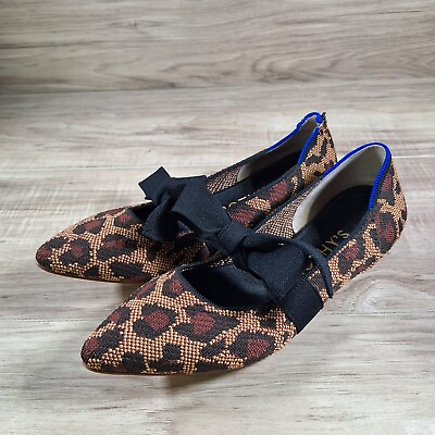 #ad #ad Rothy#x27;s Mary Jane Wildcat Point Womens Leopard Print Bow Flat Size Shoes 8.5 $59.94