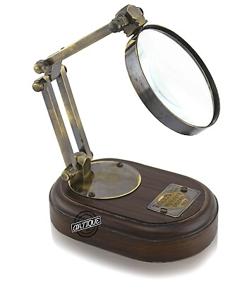 #ad Brass Glass Magnifying Antique Map Reading Vintage Jewelry Optical Lens Old Deco $31.05