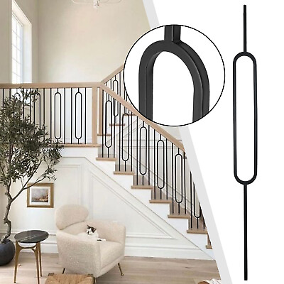 #ad 30Pcs Wrought Iron Deck Balusters 1 2quot; Hollow Spindles Satin Black Metal Railing $219.99