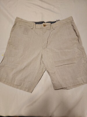 #ad Banana Republic Shorts Mens 34 Brown Chino Aiden Short 9quot; Gray And White Stripes $9.99