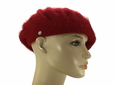 #ad Laulhere Authentic Soft French Beret Hat Angora Red Made In France 6 3 4 $62.00