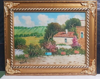 #ad Painting Hand Painted Lippi Paesaggio Oil on Canvas Frame Gold Classic $268.22