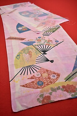 #ad Japanese Fabric Vintage Kimono Silk Antique Boro Kusakizome Dyed 54.7quot; LA39 40 $3.99