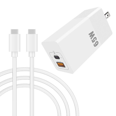 #ad 2 Port 65W PD USB C QC3.0 Fast Charger Adapter 3ft 1m Data Cable For OnePlus 9 $38.47
