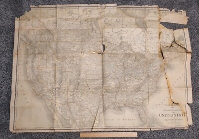 #ad Extremely damaged antique United States map Rand Mcnally large $35.00