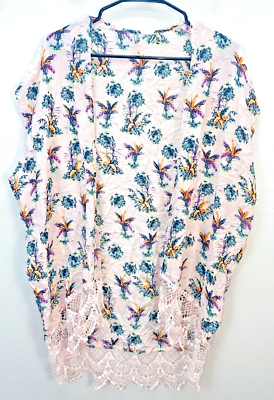 #ad Anthropologie Naf Naf Kimono one size sleeveless lace palm trees swim coverup $16.99