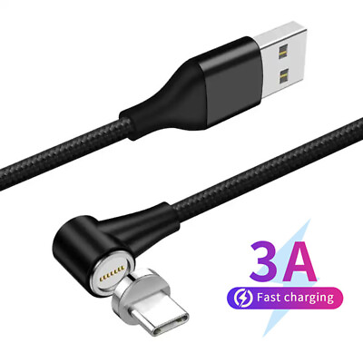 #ad 90 Degree Type C 3A Magnetic Cable USB C Fast Charging Charger Data Sync Cable $5.98