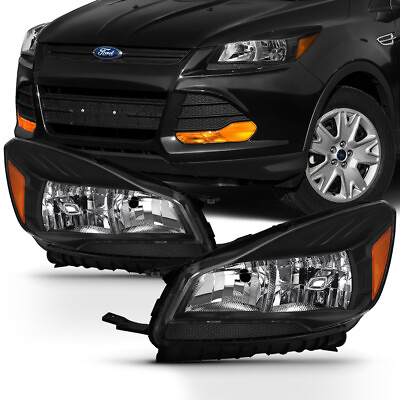 #ad 13 16 Ford Escape C520 Black Housing Headlight Replacement Lamp Pair Assembly $172.95