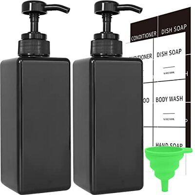 #ad Black Soap Dispenser with Waterproof Labels 16 oz Dish Soap Dispenser 2 Black $18.68