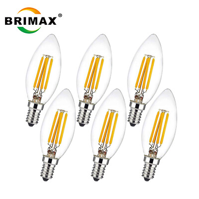 #ad E12 C35 LED Candelabra Bulbs 6W 60W Dimmable Chandelier Bulb Warm White 6PCS $12.39
