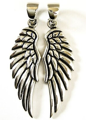 #ad COUPLE ANGEL BIRD WING SOLID STERLING 925 SILVER PENDANT $78.30