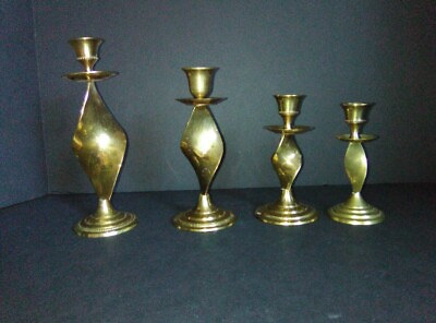 #ad Brass Modern Design Candlesticks Set of 4 $38.00