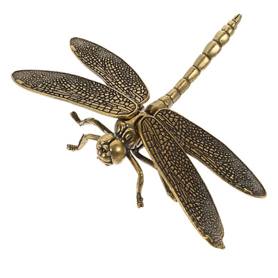 #ad Dragonfly Brass Lawn Statue Home Decor Figurine Cabinet Adornment $9.18