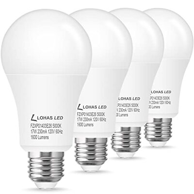 #ad LOHAS A19 LED Light Bulbs 150W Equivalent 17 Watt Daylight White 5000K LED B... $30.79