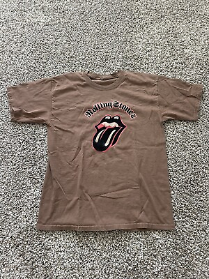 #ad Mens vintage brown Rolling Stones T shirt tee size large 3D velvet print Y2K $18.00