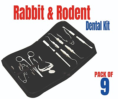 #ad 9 Pcs Rabbit amp; Rodent Set Of Dental Instruments Complete Kit With Black Pouch $65.80